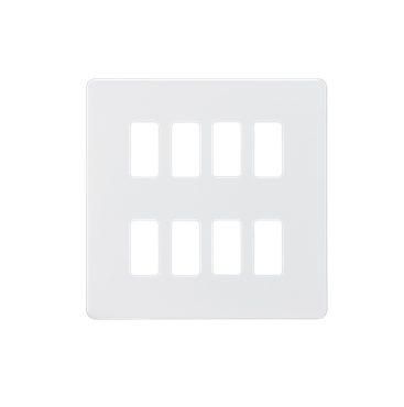 Screwless 8G Grid Faceplate - Matt White