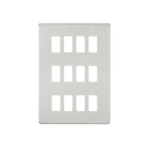 Screwless 12G Grid Faceplate - Brushed Chrome