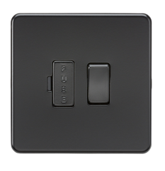 13A Switched Fused Spur Unit - Matt Black With Black Fuse Cover