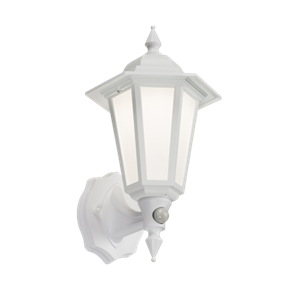 230V IP54 LED Wall Lantern With PIR - White