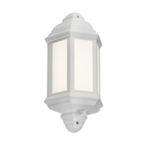 230V IP54 LED Half Wall Lantern With PIR - White