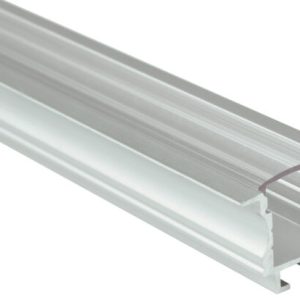 156.931UK Aluminium LED Tape Profile - T Insert - Transparent Capping 2m Clear