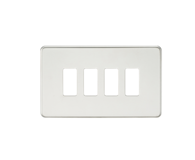 Screwless 4G Grid Faceplate - Polished Chrome