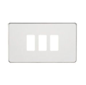 Screwless 3G Grid Faceplate - Polished Chrome