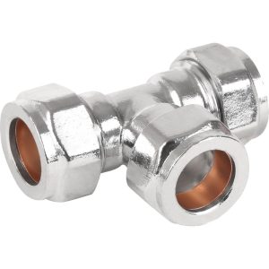 Compression Chrome Plated Equal Tee 28mm