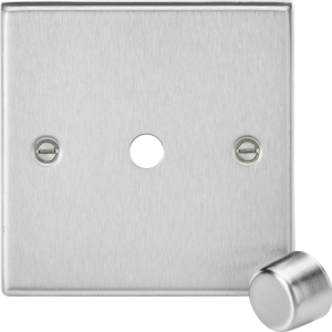 1G Dimmer Plate with Matching Metal Dimmer Cap - Brushed Chrome