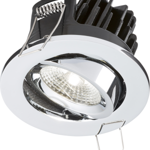 IP20 7W LED 4000K Cool White Tilt Downlight with Fixed Chrome Bezel