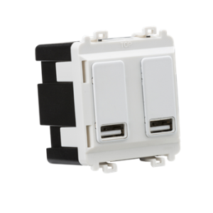 Dual USB Charger Module (2 x Grid Positions) 5V 2.4A (Shared) - Matt White