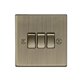 10AX 3G 2-Way Plate Switch - Square Edge Antique Brass