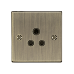 5A Unswitched Socket - Antique Brass With Black Insert