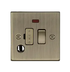 13A Switched Fused Spur Unit With Neon & Flex Outlet - Antique Brass