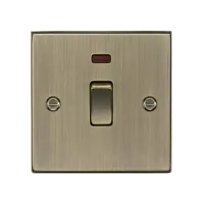20A 1G DP Switch With Neon - Antique Brass