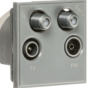 Quadplexed SAT1/SAT2/TV/FM DAB Outlet Module 50 x 50mm - Grey