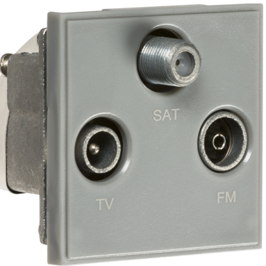 Triplexed TV /FM DAB/ SAT TV Outlet Module 50 x 50mm - Grey