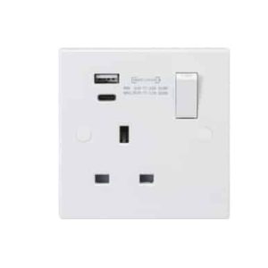 SN9919D 13A 1G DP Switched Socket with Dual USB A+C (20V DC 1.1A) Max. 22W