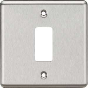 1G Grid Faceplate - Rounded Edge Brushed Chrome