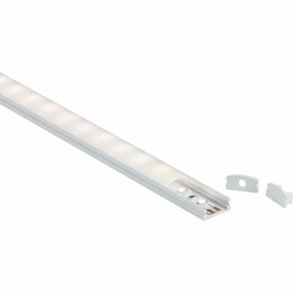1m Aluminium Profile - Surface Mount Flat in White