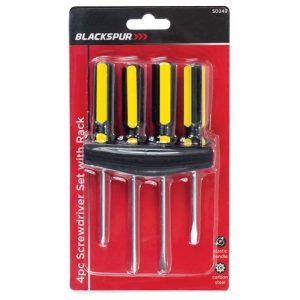 Blackspur 4pc Screwdriver Set +Rack 4s