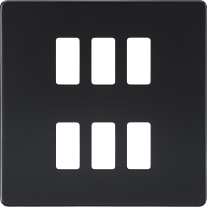 Screwless 6G Grid Faceplate - Matt Black