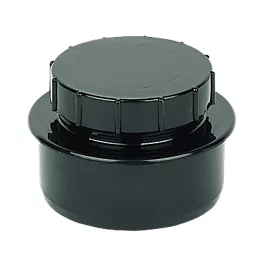 SAFPL Aquaflow 110mm Push Fit Soil Access Plug with Screw Cap Black