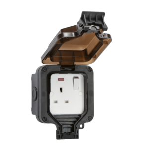 IP66 13A 1G DP Switched Socket With Neon - Black