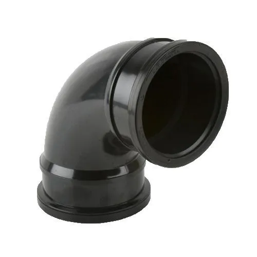 Soil Pipe Push Fit Double Socket Bend 90° 110mm - Black