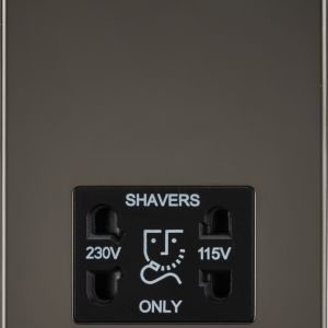 115/230V Dual Voltage Shaver Socket - Gunmetal with Black Insert