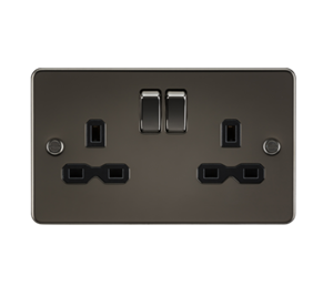 13A 2G DP Switched Socket With Twin Earths - Gunmetal With Black Insert