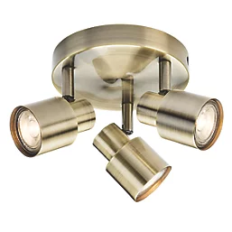 230V GU10 Triple Spotlight - Antique Brass