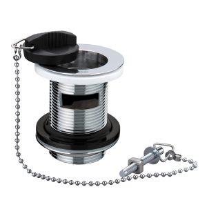 1½" Sink Waste Slotted C/W Black Plug Chain & Stay
