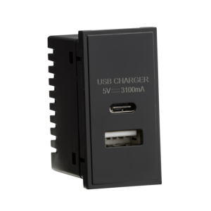 Dual USB Charger (3.1A) Module 25 x 50mm - Black