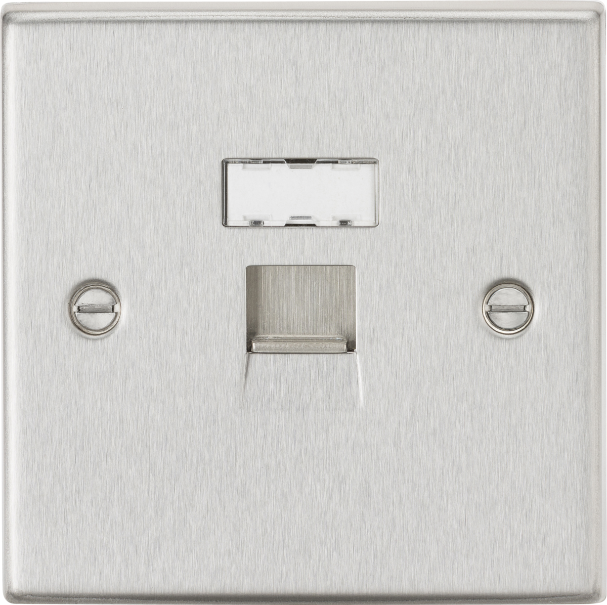 RJ45 Network Outlet - Brushed Chrome