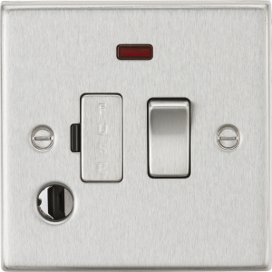 13A Switched Fused Spur Unit With Neon & Flex Outlet - Brushed Chrome
