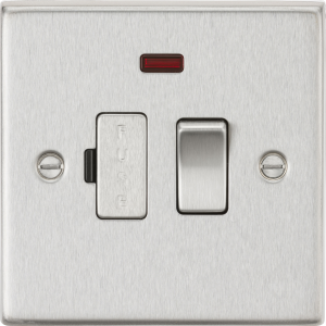 13A Switched Fused Spur Unit With Neon - Brushed Chrome