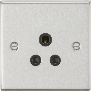 5A Unswitched Socket - Brushed Chrome With Black Insert