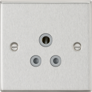 5A Unswitched Socket - Brushed Chrome With Grey Insert