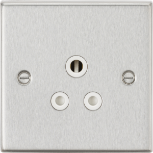 5A Unswitched Socket - Brushed Chrome With White Insert