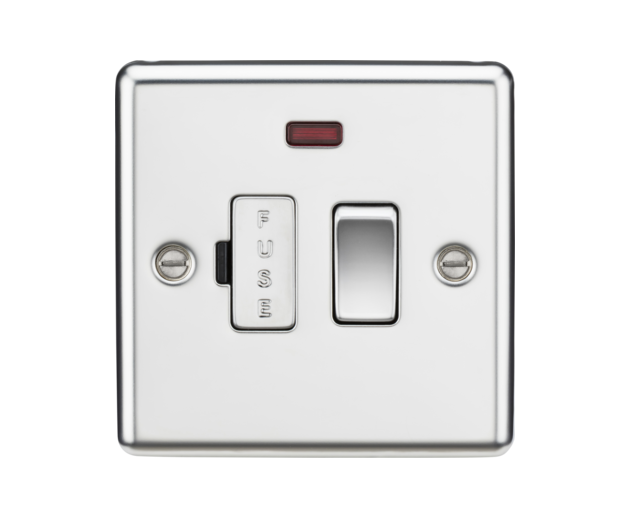 13A Switched Fused Spur Unit with Neon - Polished Chrome