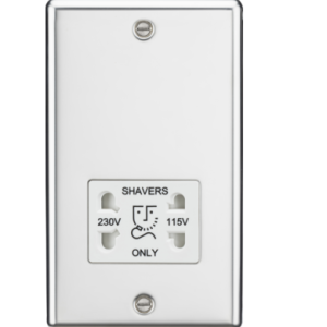 115/230V Dual Voltage Shaver Socket - Polished Chrome with White Insert