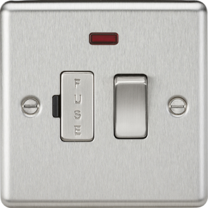 13A Switched Fused Spur Unit with Neon - Brushed Chrome