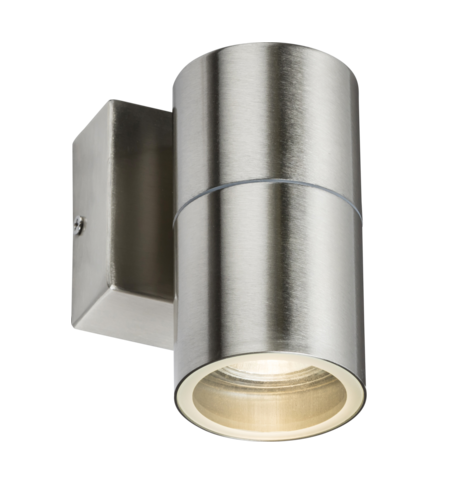 230V IP54 GU10 Fixed Single Wall Light - Brushed Chrome