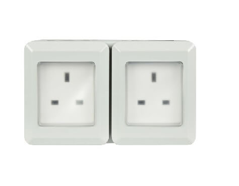 429.918UK IP55 Weatherproof 2 Gang Outdoor Socket