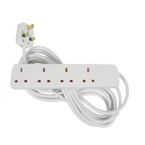 430.005UK 4 Gang Extension Leads 5.0m White
