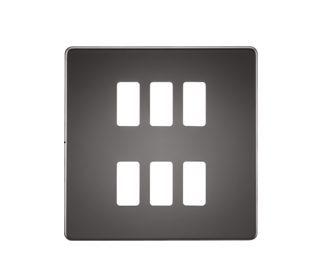 Screwless 6G Grid Faceplate - Black Nickel