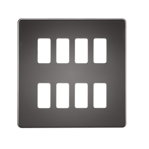 Screwless 8G Grid Faceplate - Black Nickel