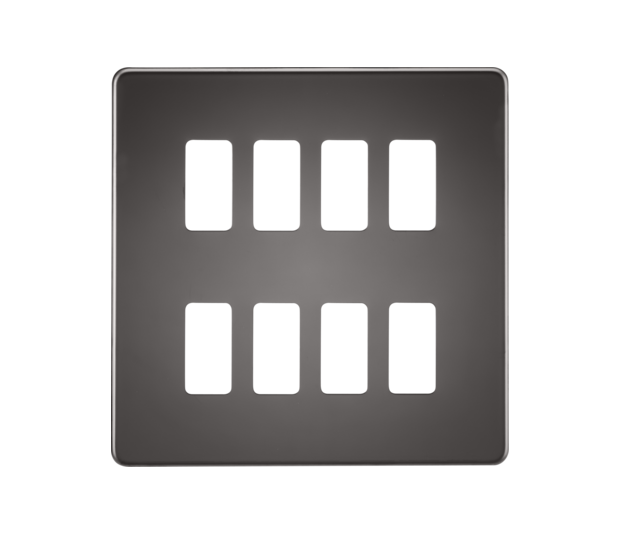 Screwless 8G Grid Faceplate - Black Nickel