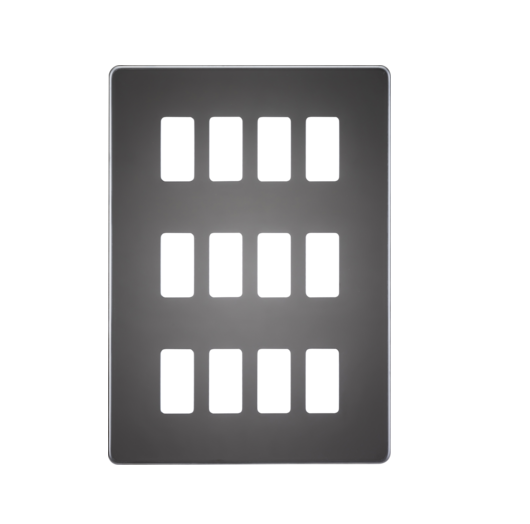 Screwless 12G Grid Faceplate - Black Nickel