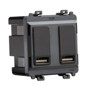 Dual USB Charger Module (2 x Grid Positions) 5V 2.4A (Shared) - Smoked Bronze
