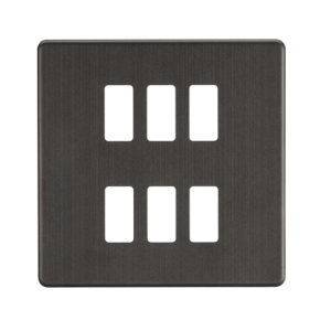 Screwless 6G Grid Faceplate - Smoked Bronze