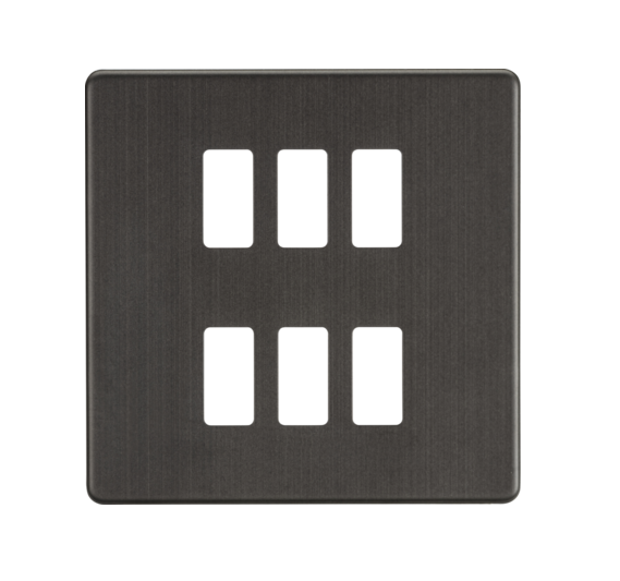 Screwless 6G Grid Faceplate - Smoked Bronze